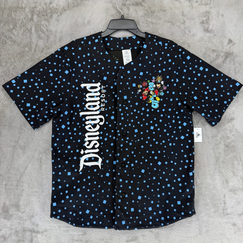 Disneyland Resort 2025 Mickey Mouse Friends Baseball Jersey‎ Shirt Mens M New